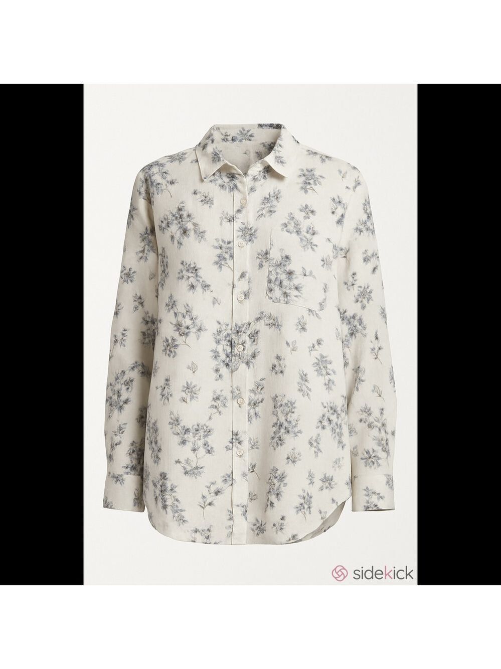 Cottagecore Blue Floral Button Down Blouse - Textured Boho Long Sleeve Shi
